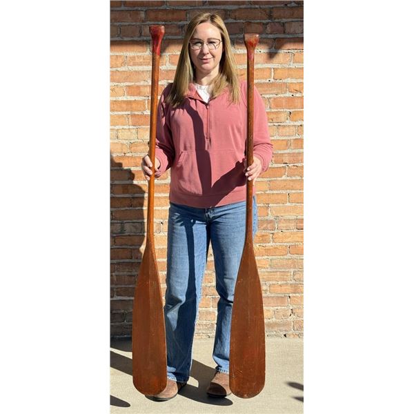 Antique Country Painted Wood Canoe Paddles