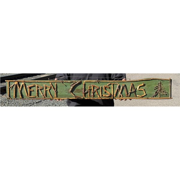 Merry Christmas Folk Art Willow Twig Sign