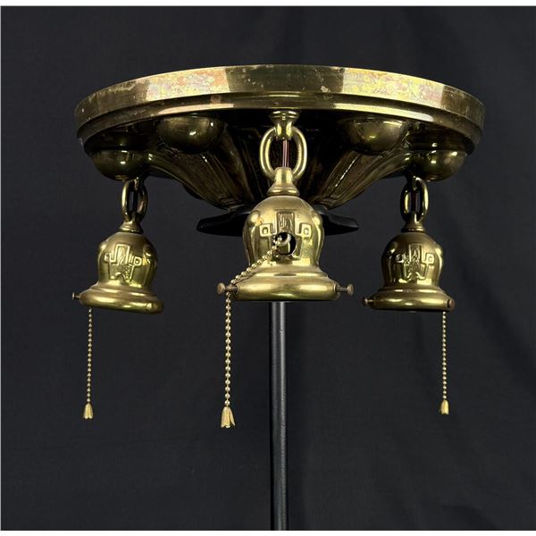 Arts & Crafts Hammered Brass Chandelier Light