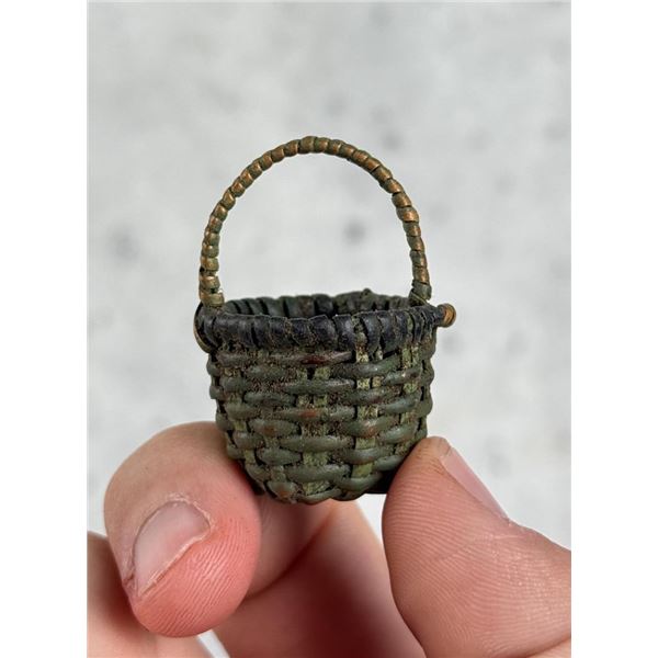 Antique Miniature Folk Art Painted Country Basket
