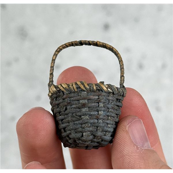 Antique Miniature Folk Art Painted Country Basket