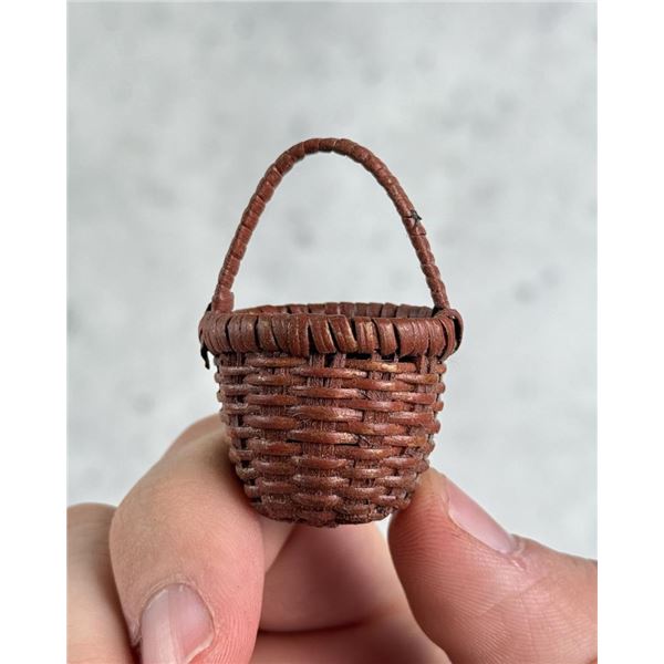 Antique Miniature Folk Art Painted Country Basket