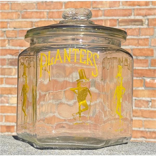 Antique Planters Peanuts Glass General Store Jar