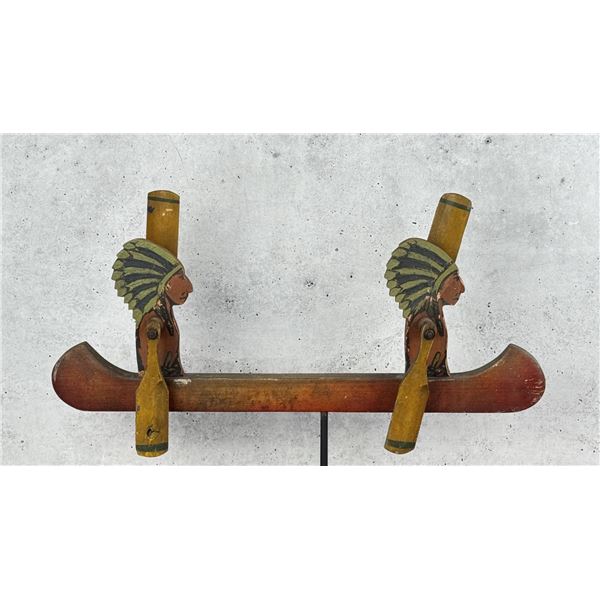 Antique Folk Art Indian in Canoe Whirligig