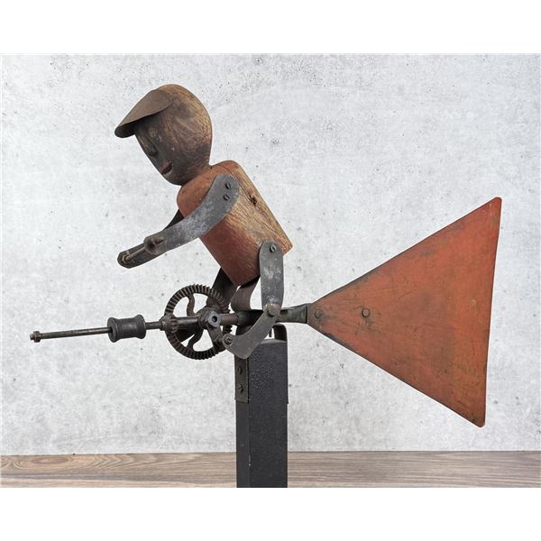 Black Americana Folk Art Airplane Whirligig
