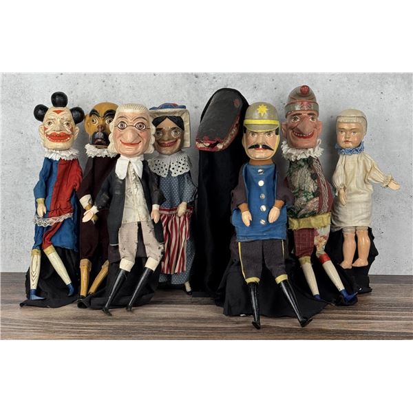 Antique German Punch & Judy Puppet Marionette Set