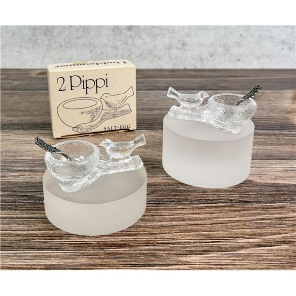Pipi Glass Bird Salt Dips & Spoons