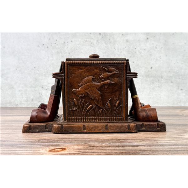 Syroco Wood Humidor Smoke Stand & Pipes