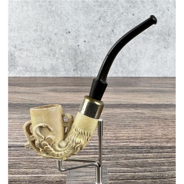 Egg in Eagle Claw Clay Smoking Pipe