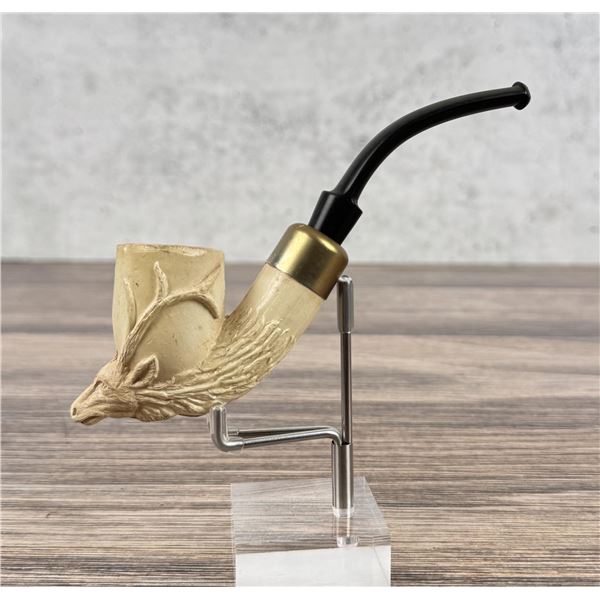 Stag Head Clay Smoking Pipe