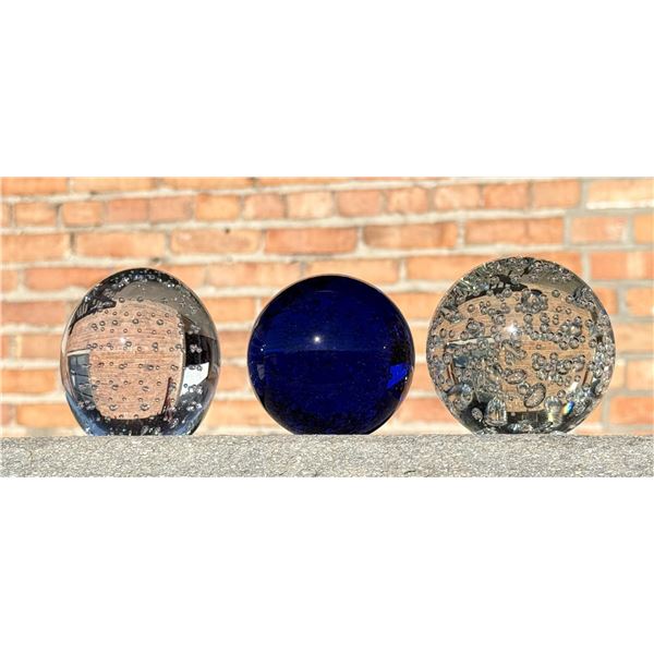 Group Of Murano Bubble Art Glass Paperweights