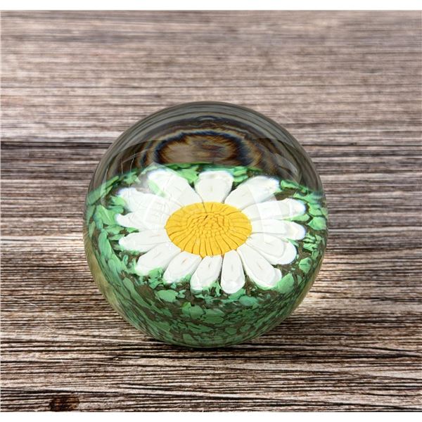 Murano Art Glass Daisy Flower Paperweight