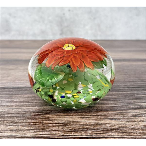 Art Glass Floral Paperweight