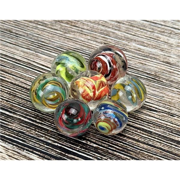 Group Of Contemporary Art Glass Swirl Marbles