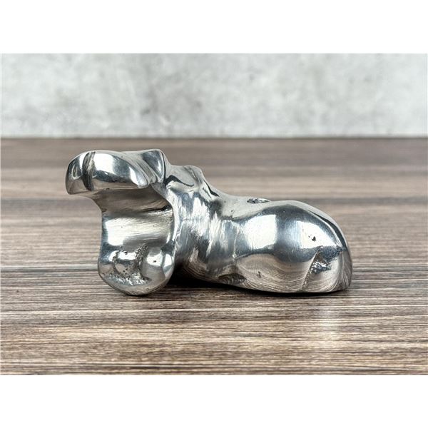 Mid Century Polished Zinc Hippo Candle Holder