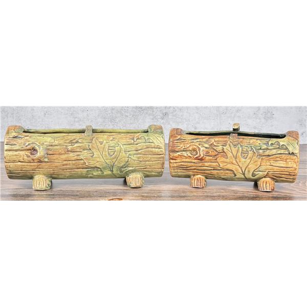 Weller Pottery Woodcraft Log Planters