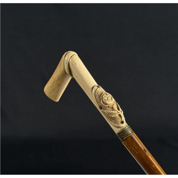 Alaskan Gold Miner Ivory Walking Stick Cane