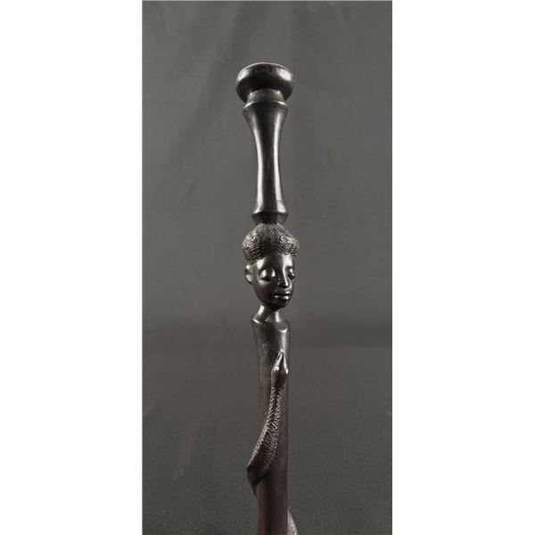 Folk Art Ebony Black Americana Walking Stick Cane