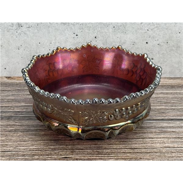 Northwood Grape & Cable Carnival Glass Bowl