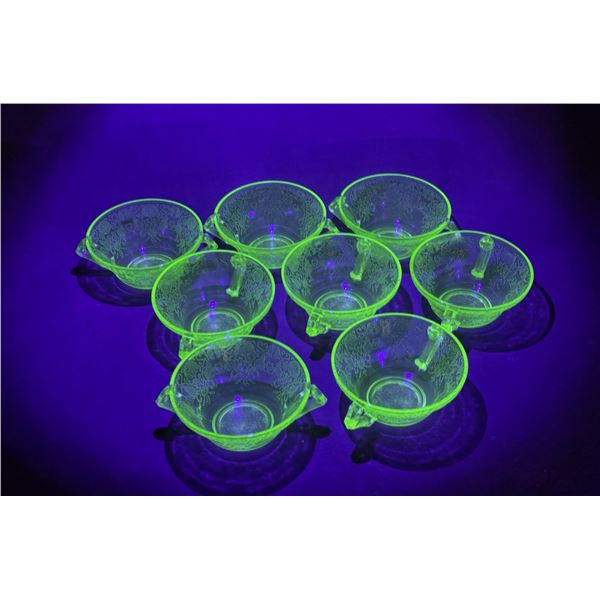 Uranium Glass Hazel Atlas Poppy Soup Bowls