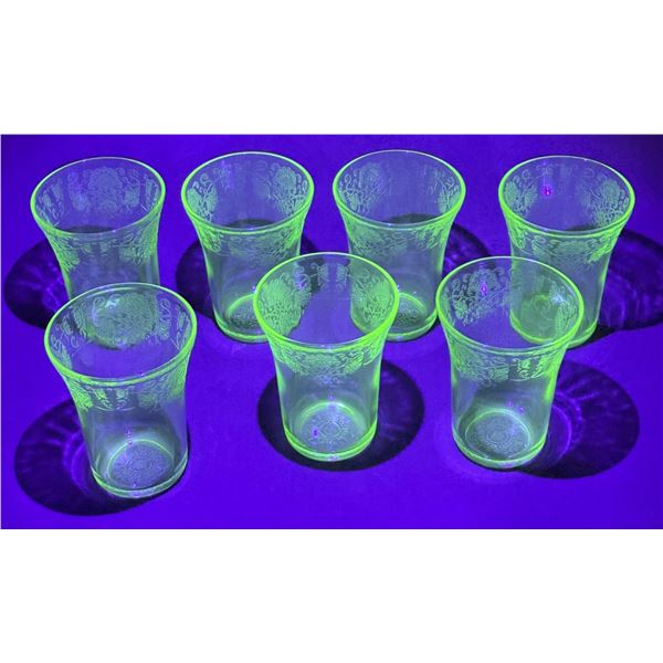 Uranium Glass Hazel Atlas Poppy Tumblers