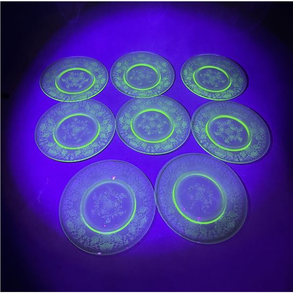 Uranium Glass Hazel Atlas Poppy Plates