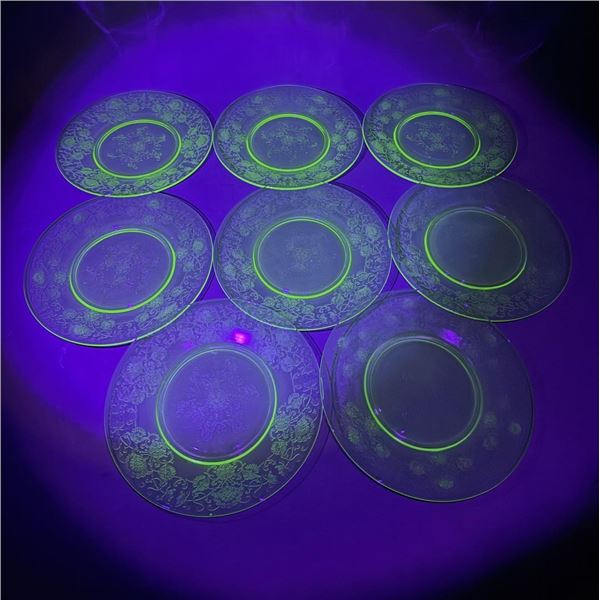 Uranium Glass Hazel Atlas Poppy Plates