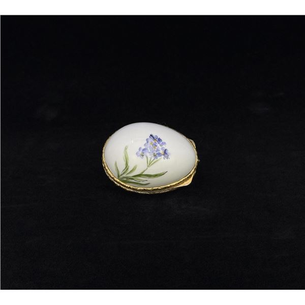 Limoges Floral Egg Shaped Porcelain Trinket Box