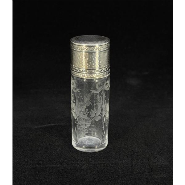 Sterling Silver Etched Crystal Perfume Bottle