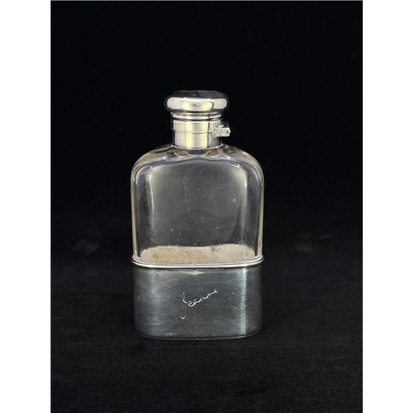 Sterling Silver Mounted Hip Whiskey Flask