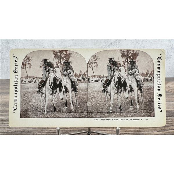Mounted Sioux Indians Stereoview
