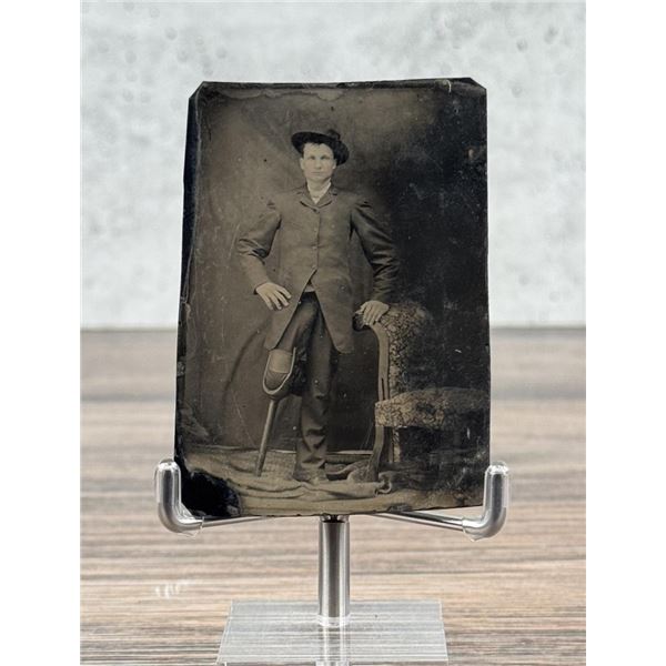 Amputee Man Peg Leg Tintype Photo