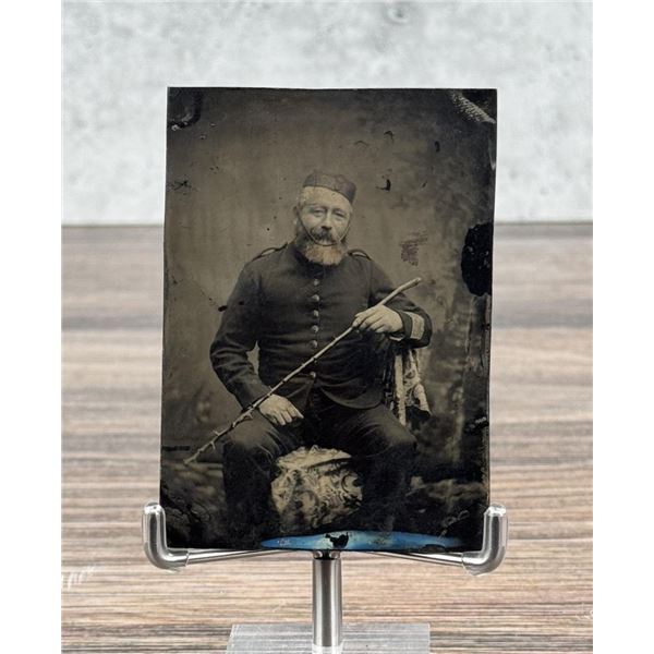 Civil War Soldier with Shillelagh Tintype Photo