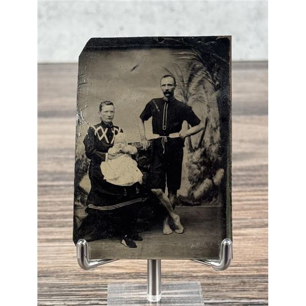 Family In Bathing Suits Tintype Photo
