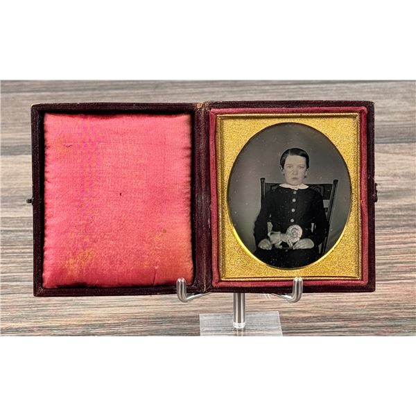 Boy With Pottery Lion Daguerreotype Photo