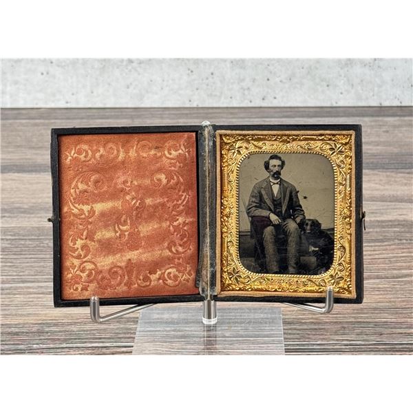 Man With Dog Tintype Photo