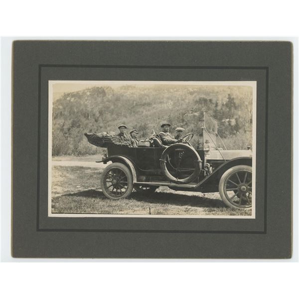1913 Fly Fishermen In Car Cabinet Photo