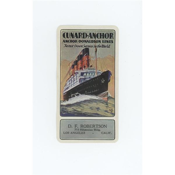 1929 Cunard Anchor Advertising Pocket Calendar