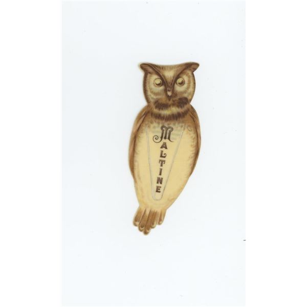 Maltine Owl Celluloid Advertising Bookmark