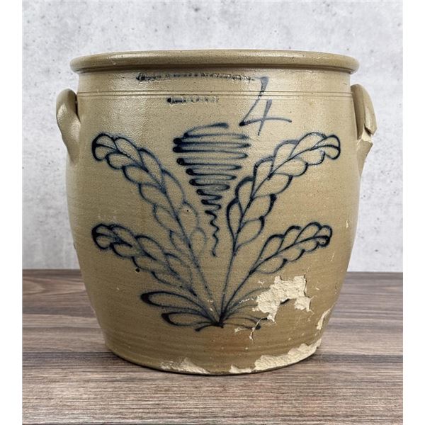 T. Harrington Lyons Stoneware Ovoid 4 Gallon Crock