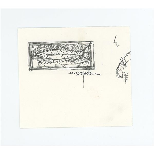 Monte Dolack Original Pen & Ink Trout Drawing