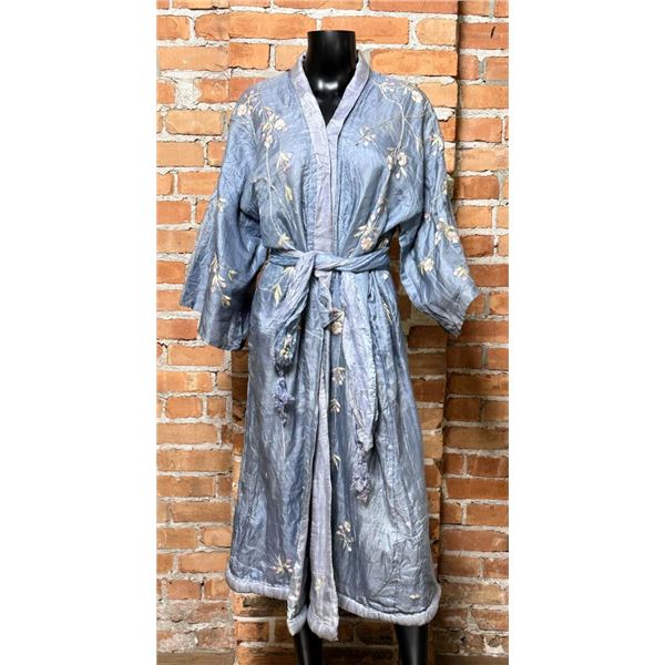 Antique Chinese Silk Smoking Jacket Robe