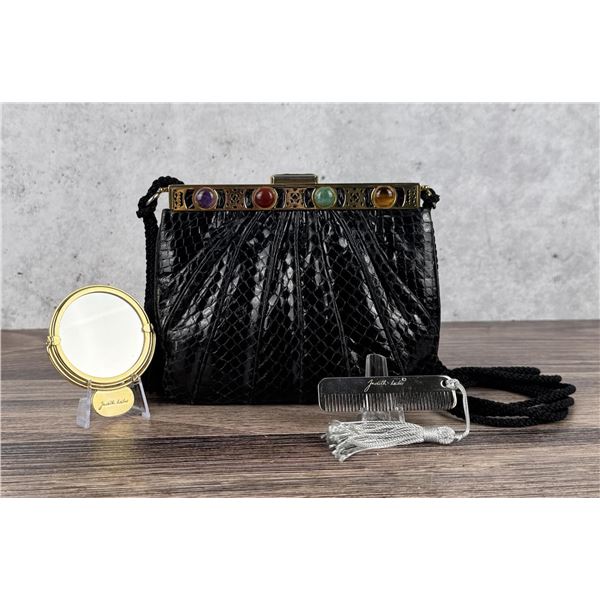 Judith Leiber Blue Lizard Gemstone Handbag Purse