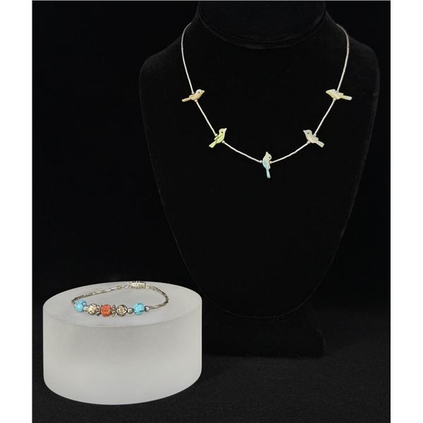 Zuni Sterling Silver Fetish Necklace & Bracelet