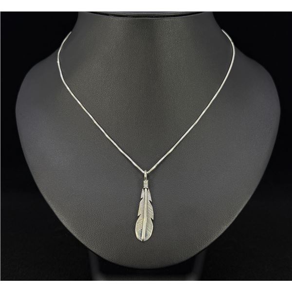 Julian Nez Navajo Sterling Silver Feather Necklace