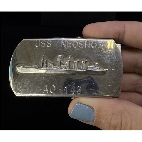 USS Neosho AO 143 Navy Web Belt Buckle