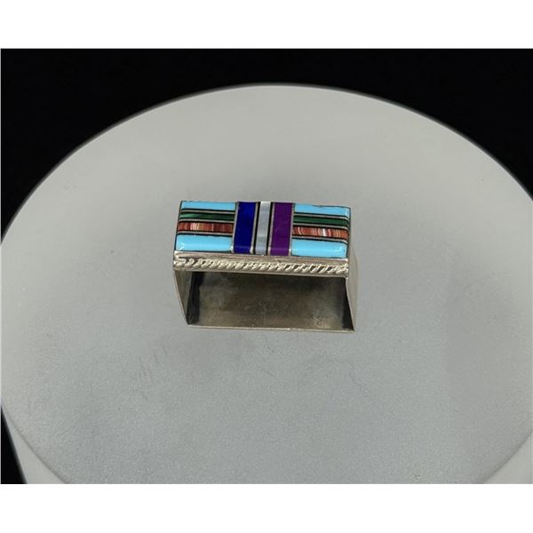 Zuni Sterling Inlaid Cowboy Ranger Belt Loop