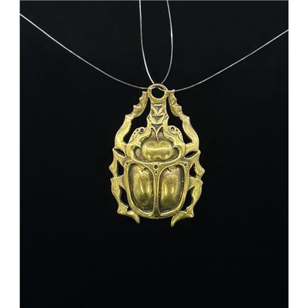 Cast Brass Scarab Beetle Pendant