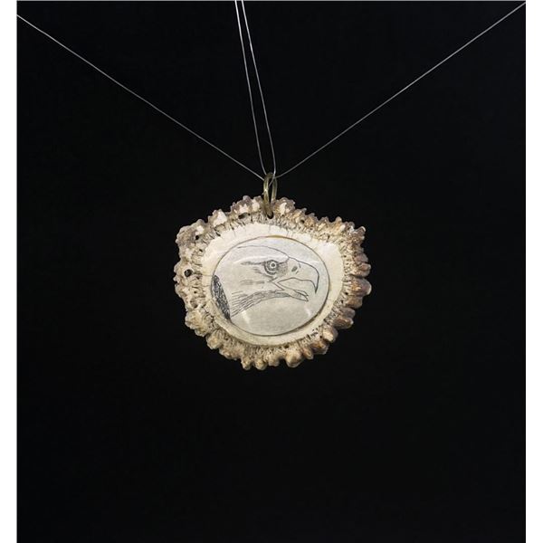 Scrimshaw Elk Antler Eagle Pendant