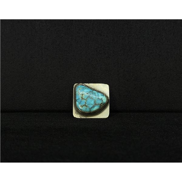 Navajo Sterling Silver Turquoise Bolo Tie Slide